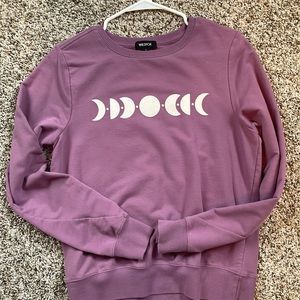 Wild fox purple moon phase crew neck